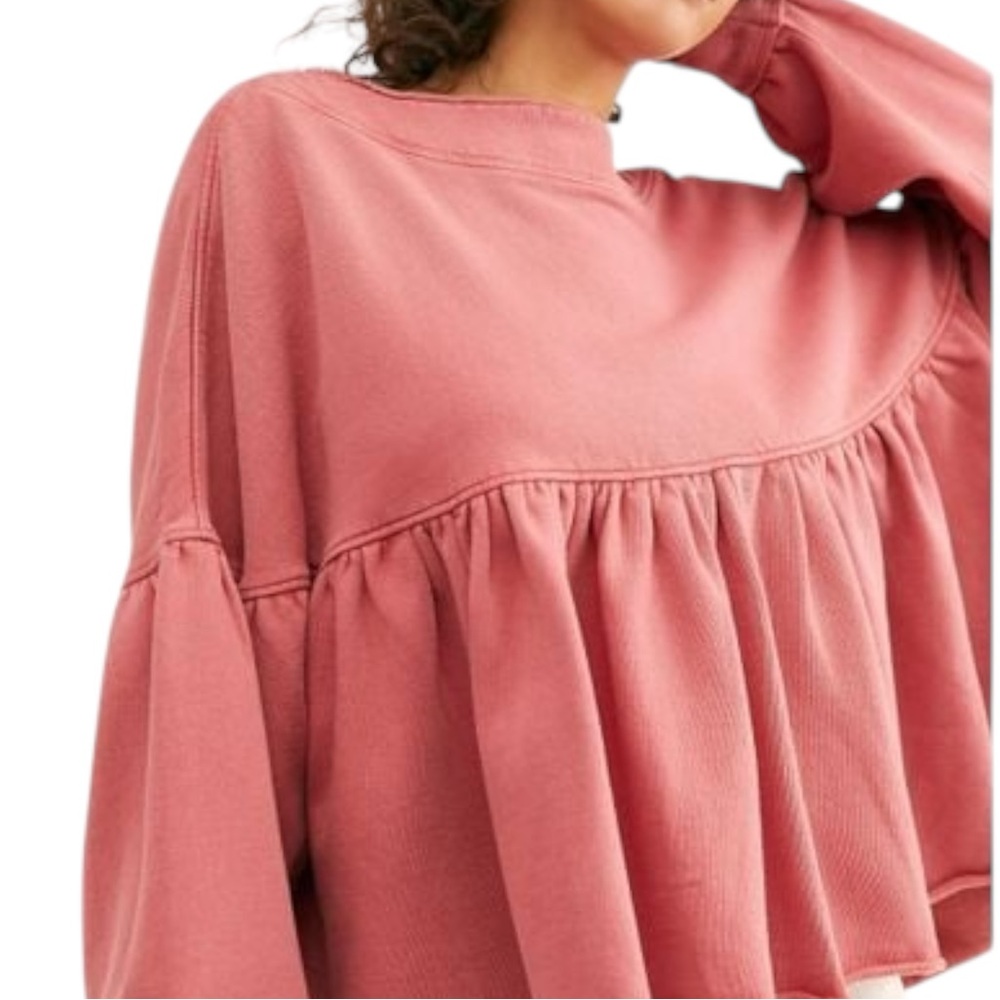 FREE PEOPLE Red Lucy Cotton Pullover Women’s Size Small